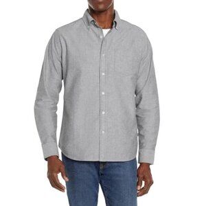 NEW Gap Men's XL Long Sleeve Oxford Button Down Shirt Gray 98% Cotton
